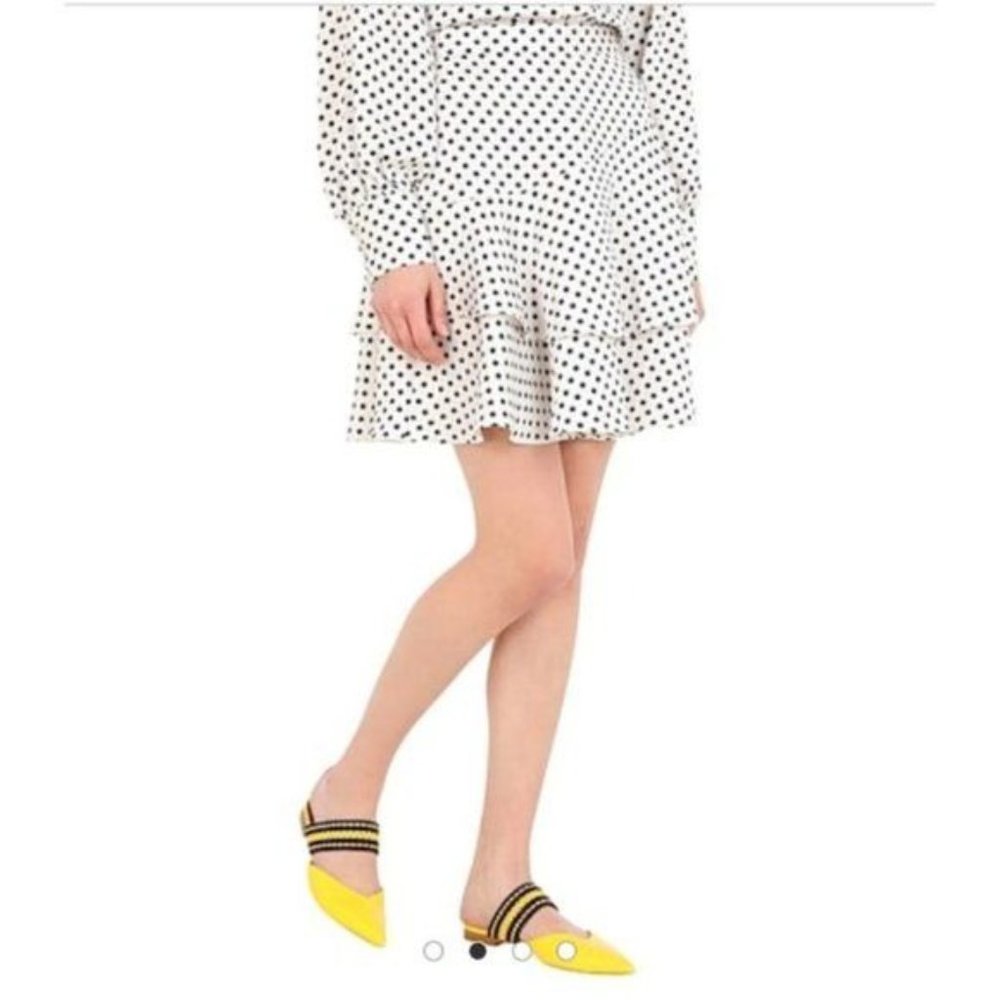 ALEXA CHUNG Polka Dot Tiered Ruffled Skirt 4 TAerial Ivory Navy $272 - Picture 13 of 15